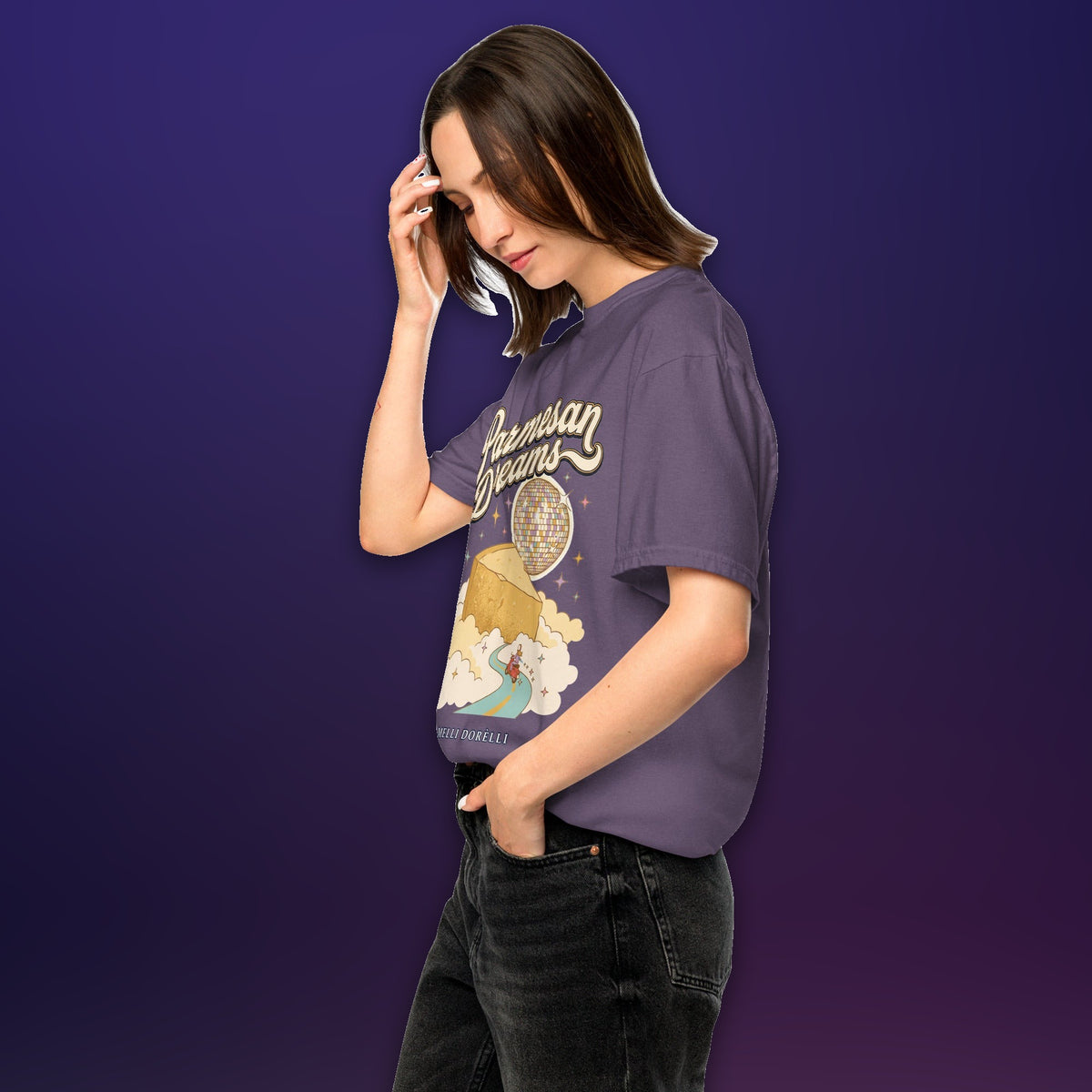 Melli Dorèlli – Parmesan Dreams Tee — Grape