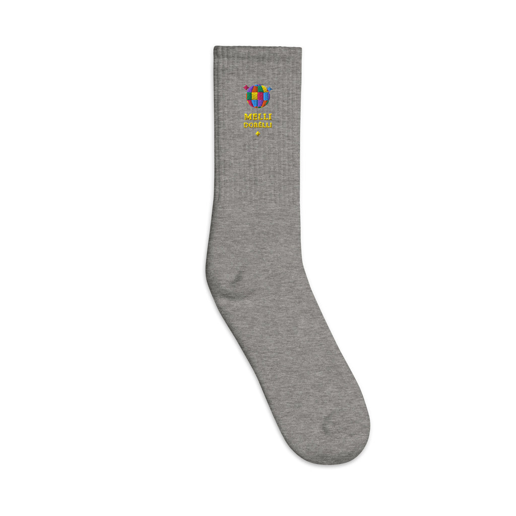 Melli Dorèlli – Embroidered Socks — Heather Grey